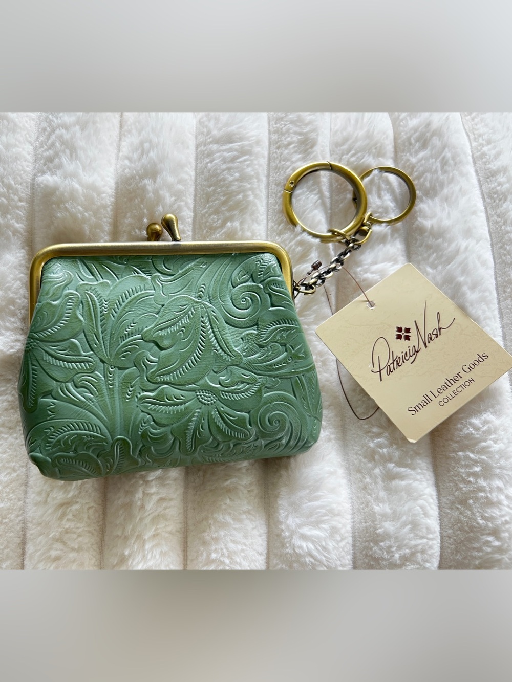 Patricia Nash Kisslock Borse Coin Purse in Sage NEW